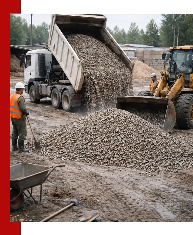 Мытый гравий с доставкой в Белгороде от карьера до участка