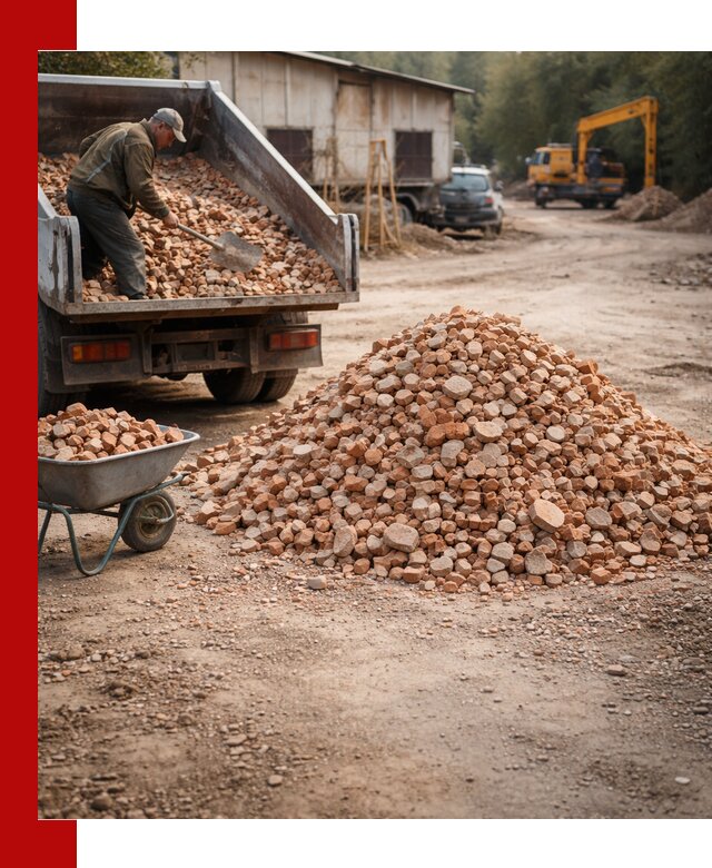 Доставка и подушка из боя кирпича с разгрузкой в Белгороде