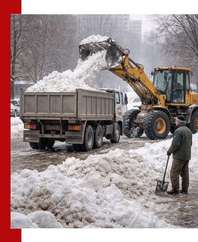 Вывоз снега грузовой техникой в Белгороде оперативно и чисто